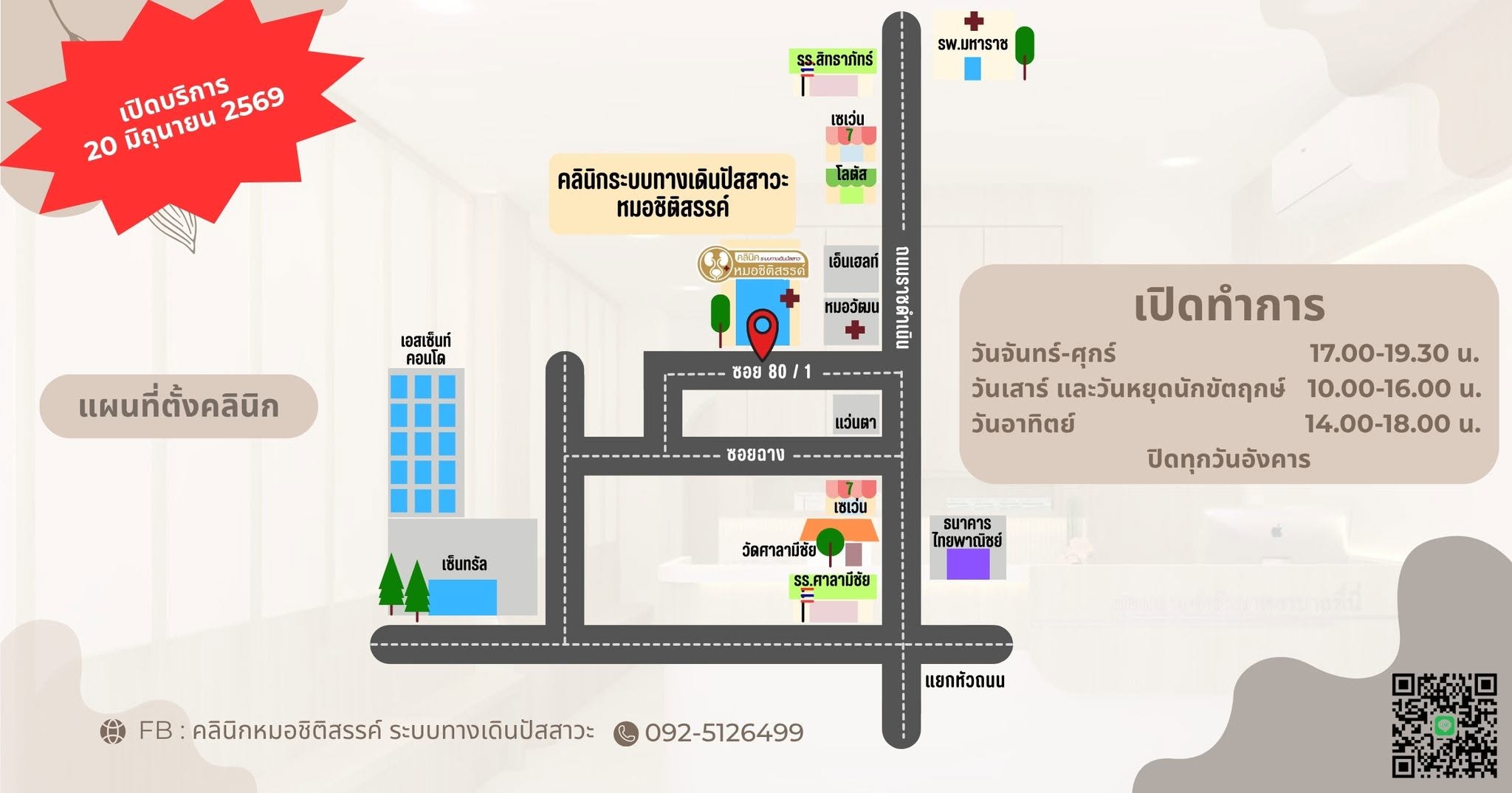 แผนที่ตั้งคลินิกหมอชิติสรรค์ ระบบทางเดินปัสสาวะ